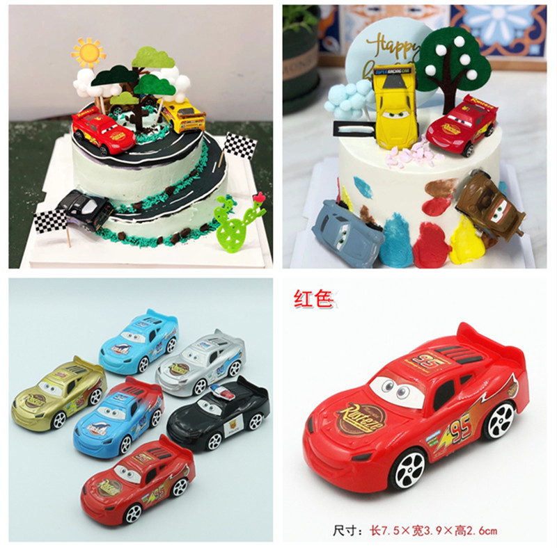 儿童生日蛋糕装饰汽车总动员卡通回力小汽车摆件烘焙甜品台装饰