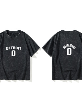 底特律活塞队篮球运动T恤短袖新款衣服男女圆领大码宽松夏季情侣