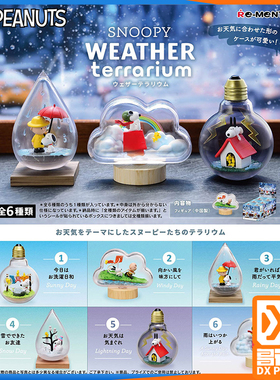 日本RE-MENT盒蛋模型 史努比天气景观 瓶中世界 雨天晴天下雪摆件