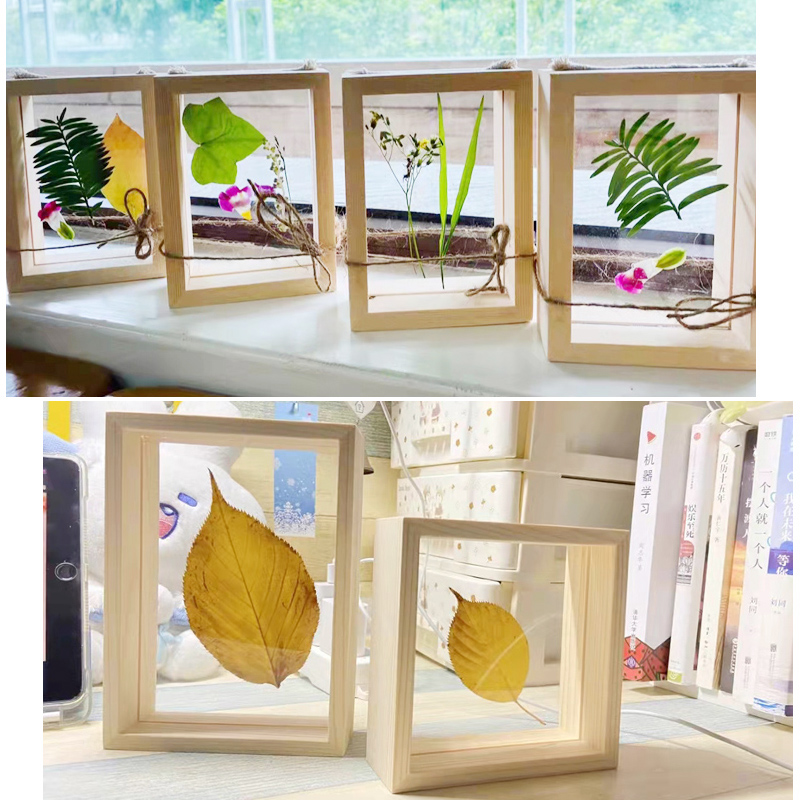 实木双面玻璃植物标本框剪纸喜字透明亚克力手绘展示相框画框摆台