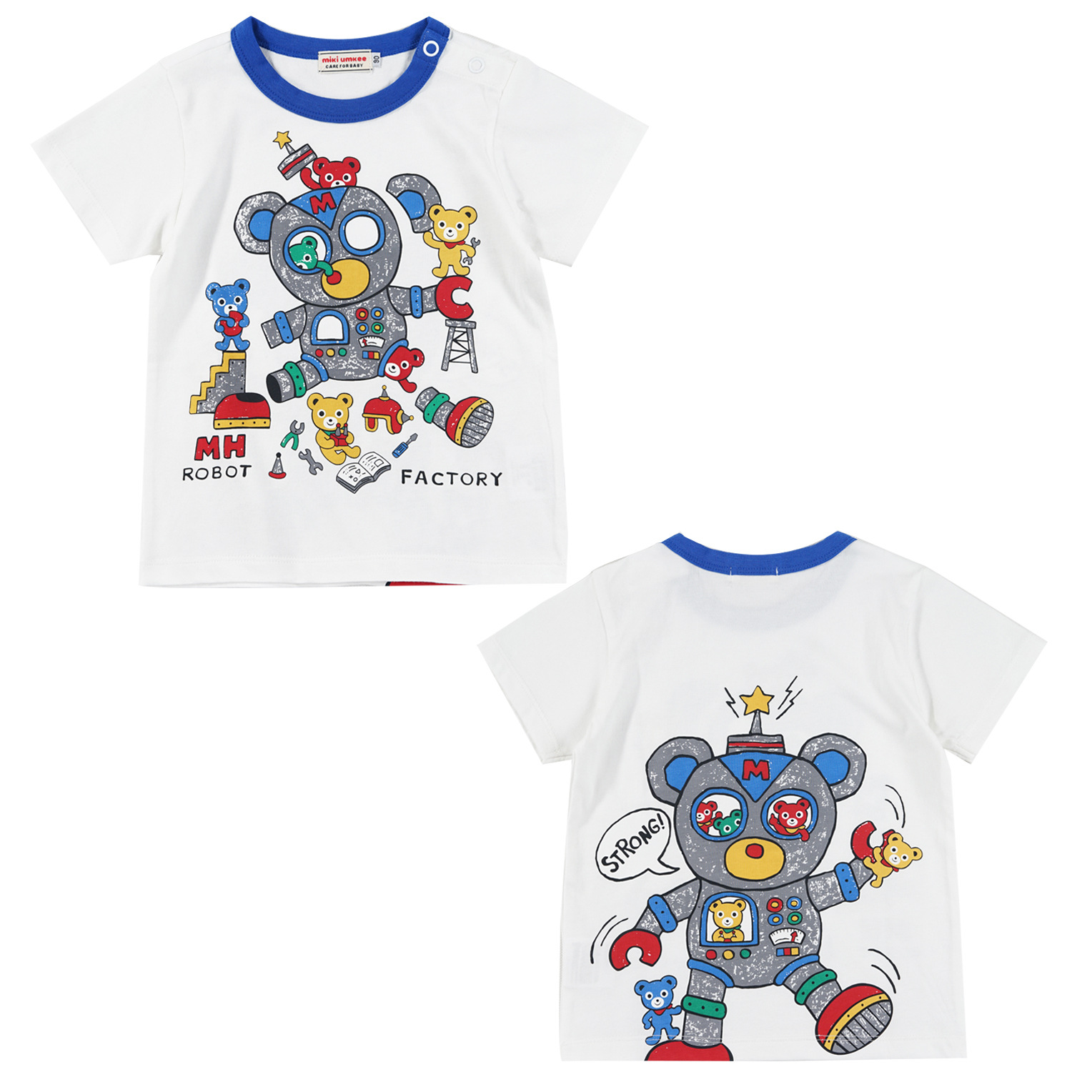 (特价)miki瑶短袖夏款日系中小女儿童全棉卡通机器人修理工厂T恤