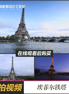 法国首都巴黎地标埃菲尔铁塔白天夜晚亮灯延时视频素材
