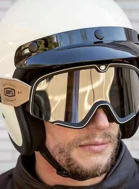 复古半盔风镜摩托车越野机车骑行防雾头盔护目镜个性防晒全盔眼镜