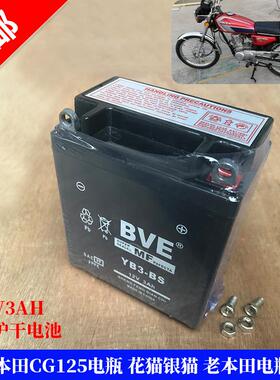 适用于老款进口本田CG125摩托车电瓶 花猫银猫12V3A蓄电池免维护