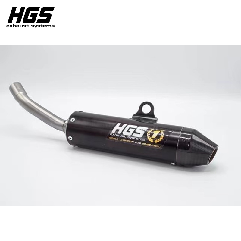荷兰进口HGS越野摩托车改装排气两冲改装钛合金排气2t不锈钢尾段