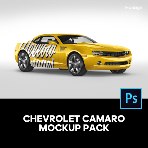 雪佛兰科迈罗大黄蜂跑车汽车广告设计贴图ps样机素材展示效果模板