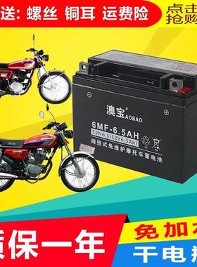 YT6.5-BS摩托车干电瓶ZJ125珠江王 钱江豪江 飞鹰天马CG125蓄电池
