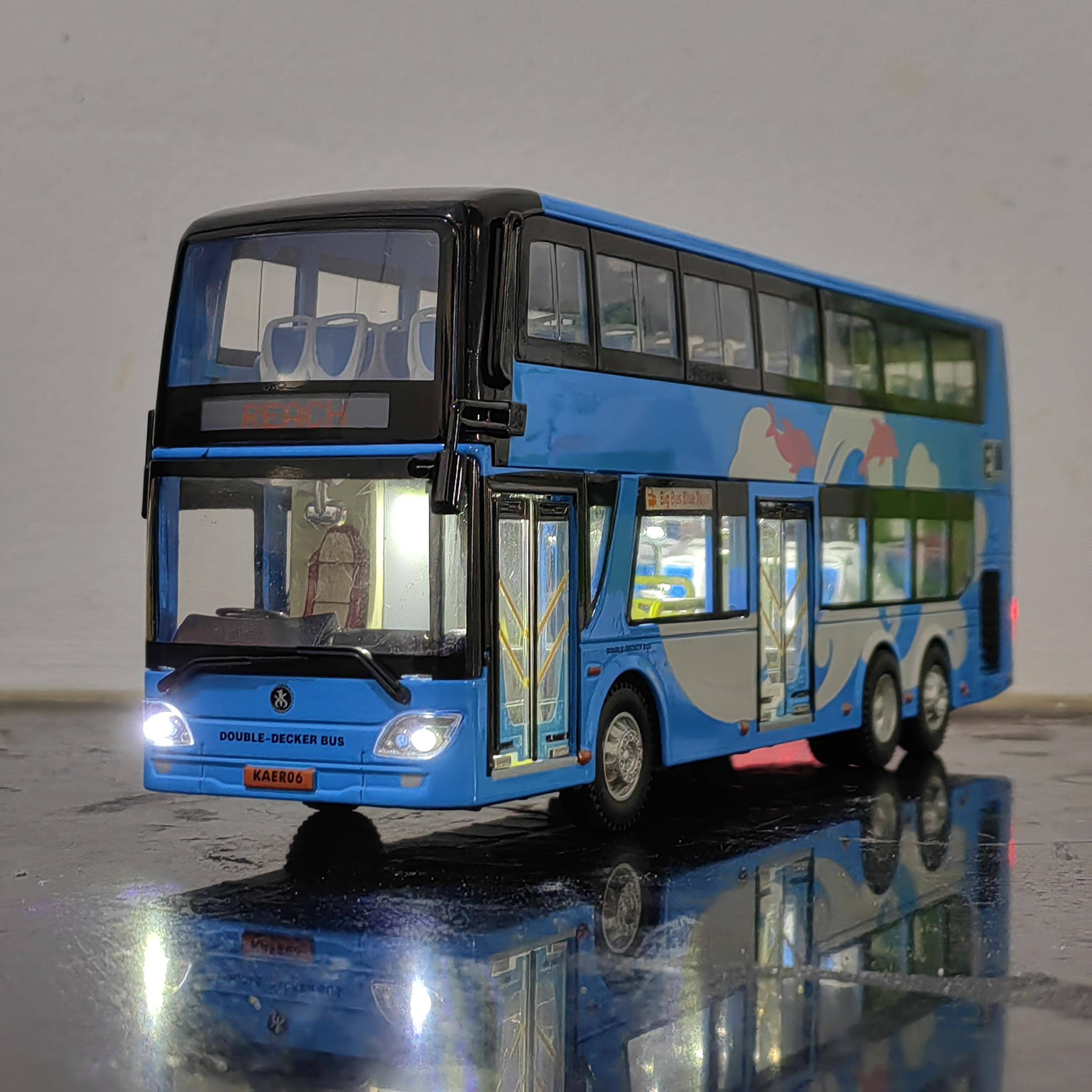 1:42宇通客车模型黑金刚巴士新款纯电动双层公交车中通玩具车定制