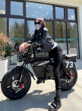 男女生super73宽轮胎山地车平替复古越野摩托电动助力自行车雪地
