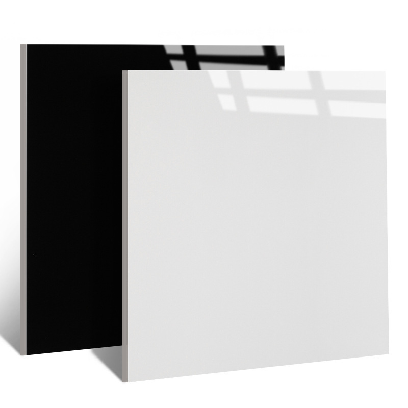 佛山600x600黑色白色全抛釉亮光瓷砖客厅防滑地板砖纯色抛釉砖
