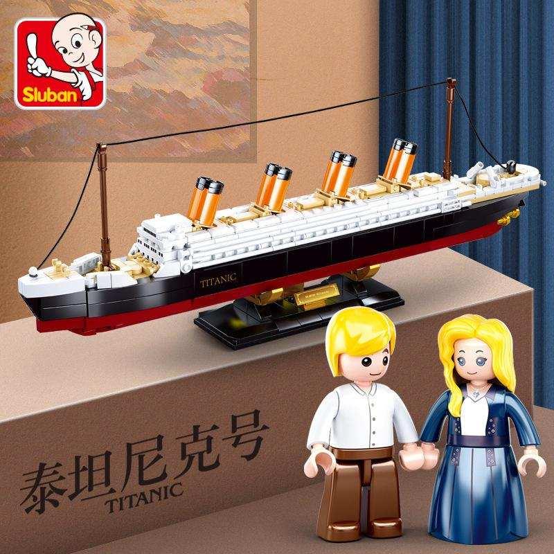 积木号拼装玩具泰坦尼克模型小高难度摆件轮船成年船益智巨大鲁班