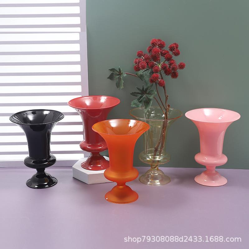 装饰玻璃花瓶摆件餐桌客厅花艺插花美式干花花瓶北欧家居花屏创意