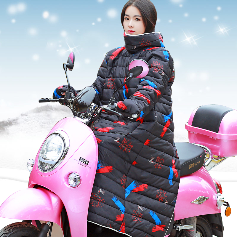 骑车电动车挡风被女冬季加厚防寒保暖防水护膝电瓶摩托车挡风衣男