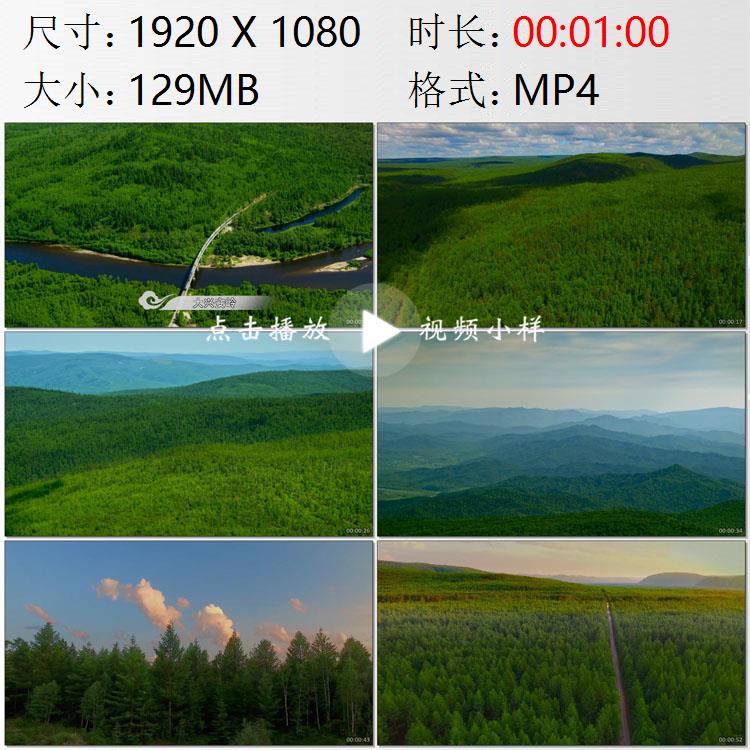 航拍黑龙江大兴安岭广袤的原始森林火车列车飞驰高清实拍视频素材
