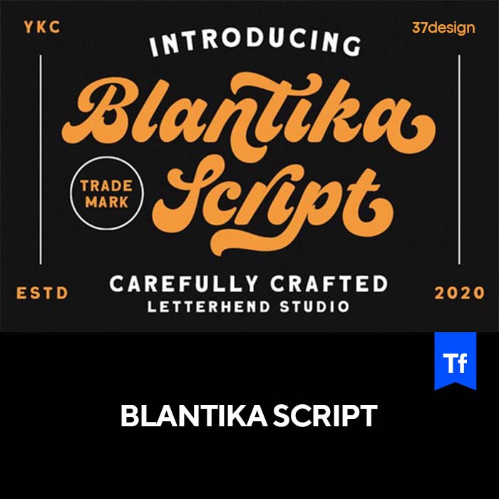 Blantika 复古美式手写英文字体logo品牌标识海报字体下载安装