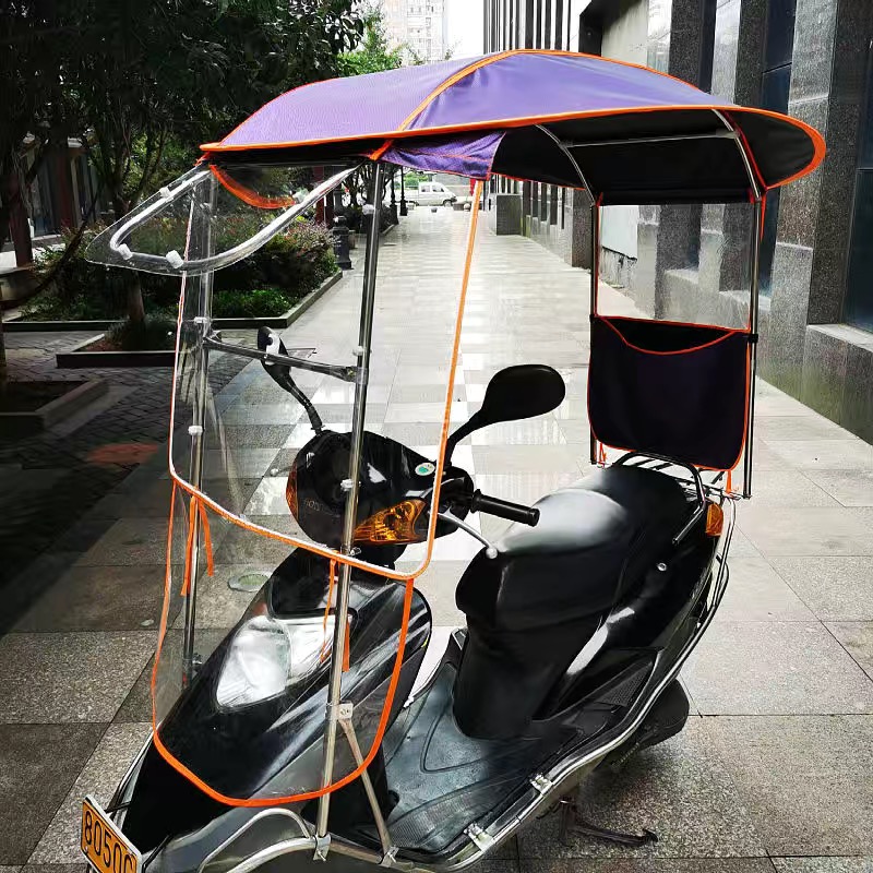 电动摩托车遮雨蓬棚带雨刮器