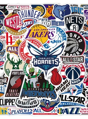 200张新赛季NBA球队贴纸队标logo科比湖人球星篮球手机壳笔记本电脑ipad小贴画