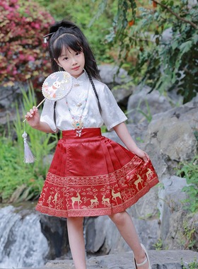 马面裙六一表演服短款汉服女童夏季2024最新款套装公主裙古风儿童