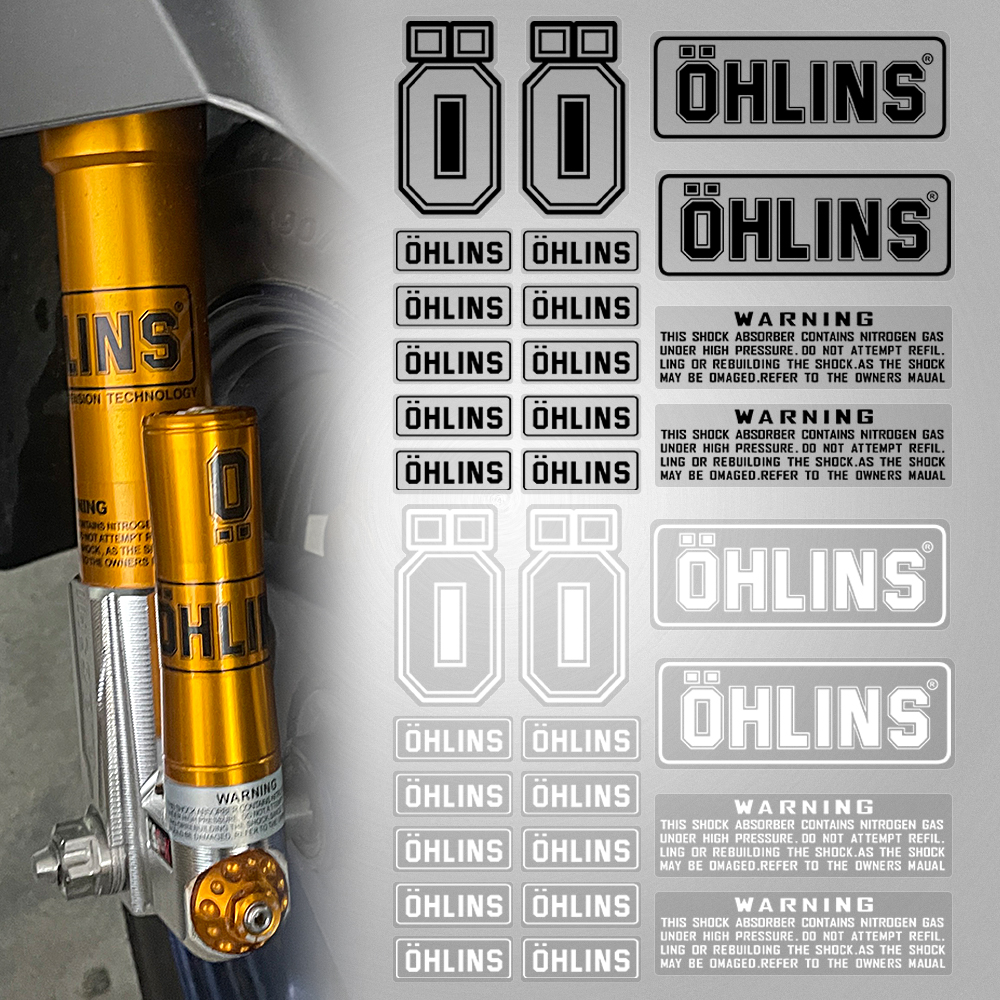 适用OHLINS欧林斯避震器摩托车反光防水个性装饰排气管贴贴纸贴花