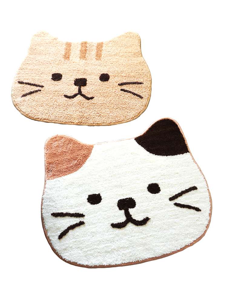 儿童可爱卡通猫脸m造型地垫柔软吸水脚垫日式猫咪头像机洗垫子卫