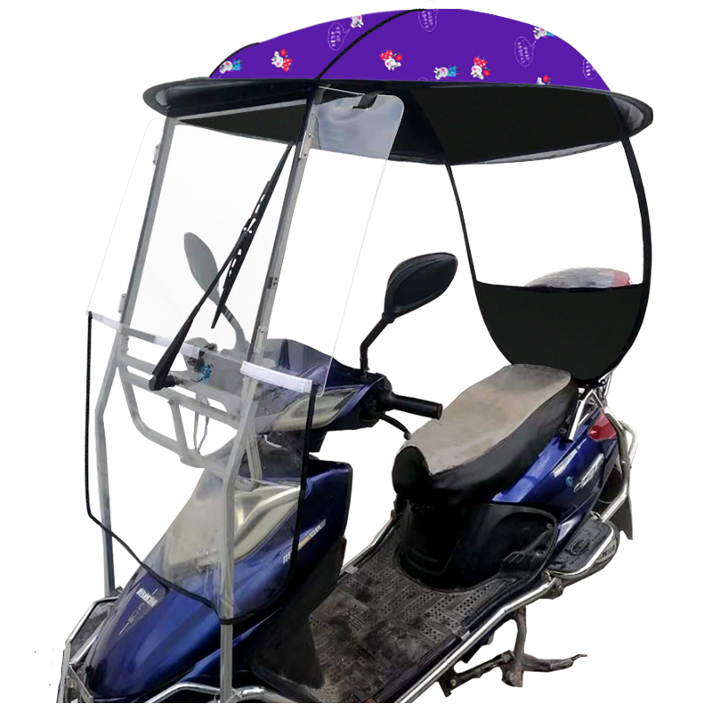 电动摩托车挡雨棚篷蓬玻璃新款电瓶车防晒防雨挡风罩遮阳雨伞加厚