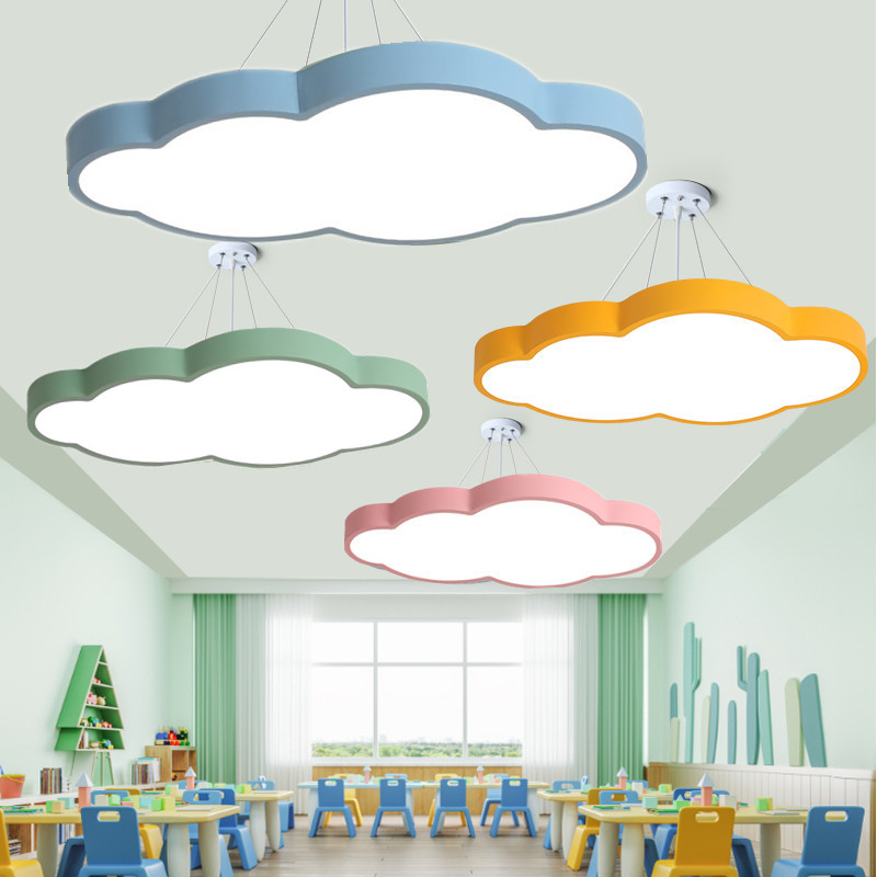 幼儿园云朵吊灯儿童房led吸顶灯学校教室过道培训机构格栅大厅灯