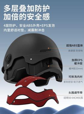 3C国标认证电动车头盔 四季通用男士透气安全帽摩托车三c防晒半盔