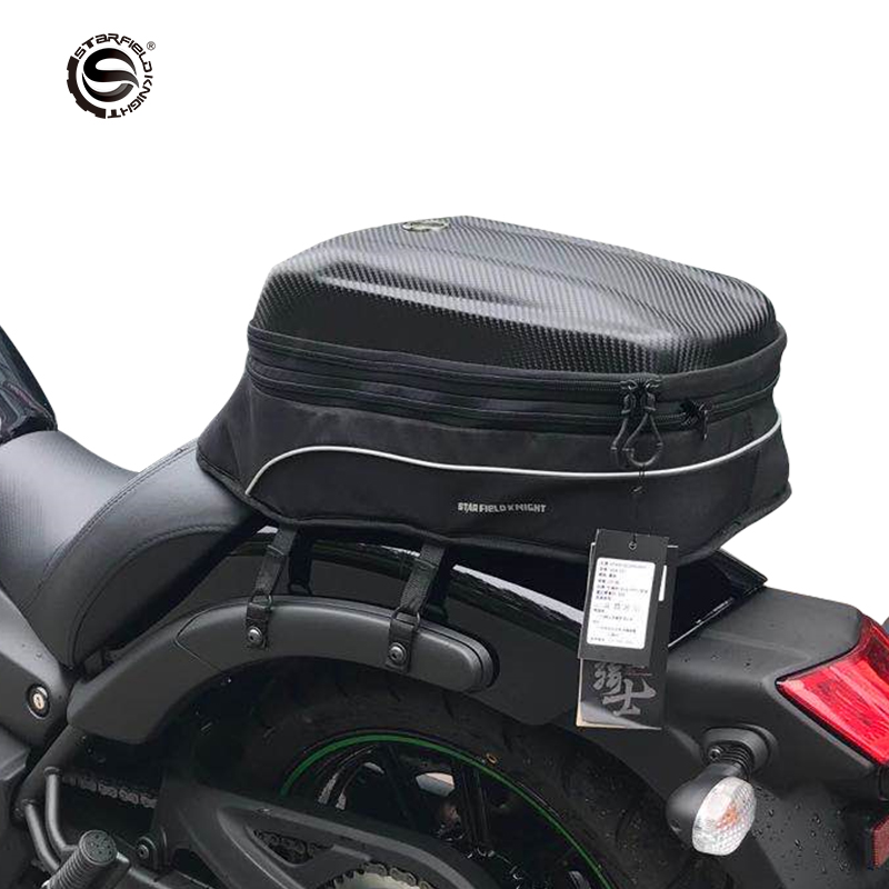 重机复古摩托车后座包尾包防雨可放全盔碳纤维背包硬壳反光可手提