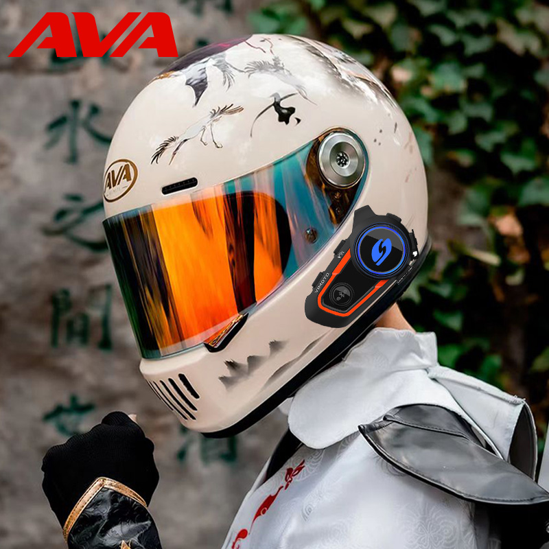 高档AVA王朝碳纤维头盔摩托车全盔玻璃钢男女夏季机车复古头盔巡