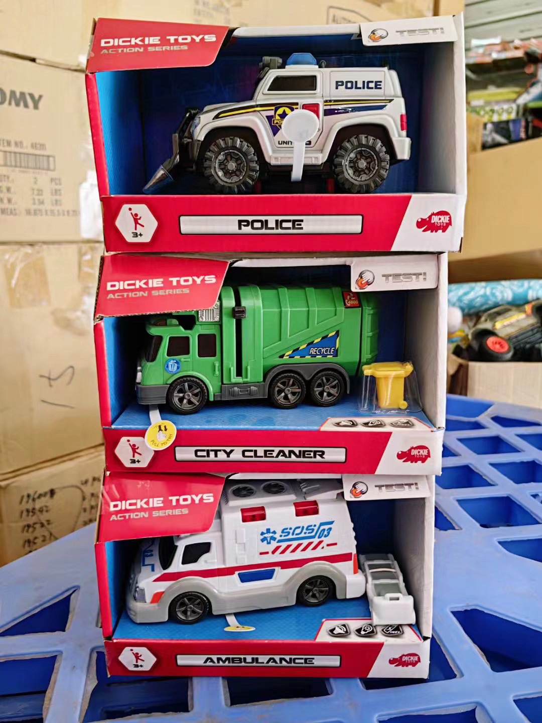 特价出口德国迪奇DICKIE声光工程车警车拖车消防车垃圾车儿童玩具