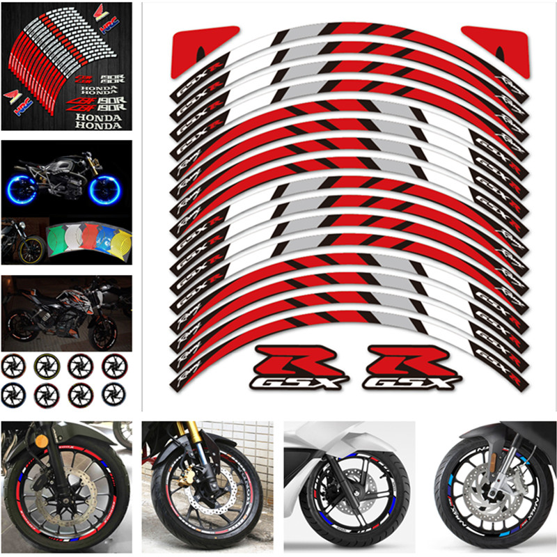 摩托车反光轮毂贴纸适用于雅马哈本田铃木杜卡迪KTM春风轮圈贴花