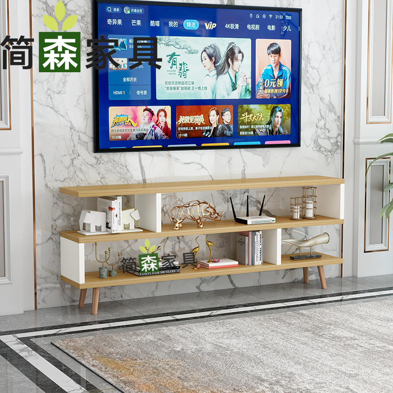 简约现代黑色电视柜安装简单160厘米超窄可定制迷你小户型电视柜