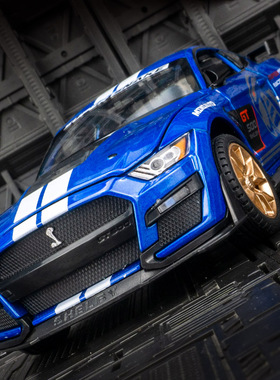 1:24仿真福特野马GT500跑车合金模型摆件眼镜蛇金属玩具车谢尔比