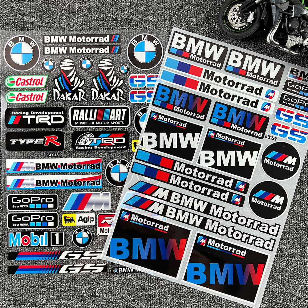适用宝马反光贴纸改装个性摩托车踏板汽车装饰车身贴改装BMW车标