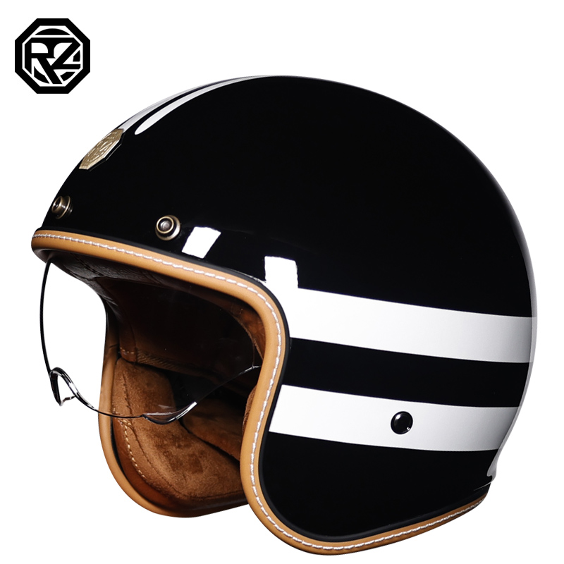 新ORZ摩托车复古头盔男女半盔新国标3C头盔3/4盔半覆式四季帽子
