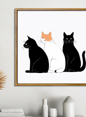 简约猫咪 diy数字油画简单手绘卧室客厅摆件高级感手工丙烯油彩画