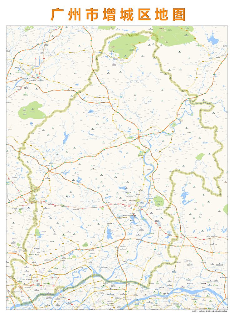 广州市增城区地图2021路线定制城市交通卫星影像区域划分贴图