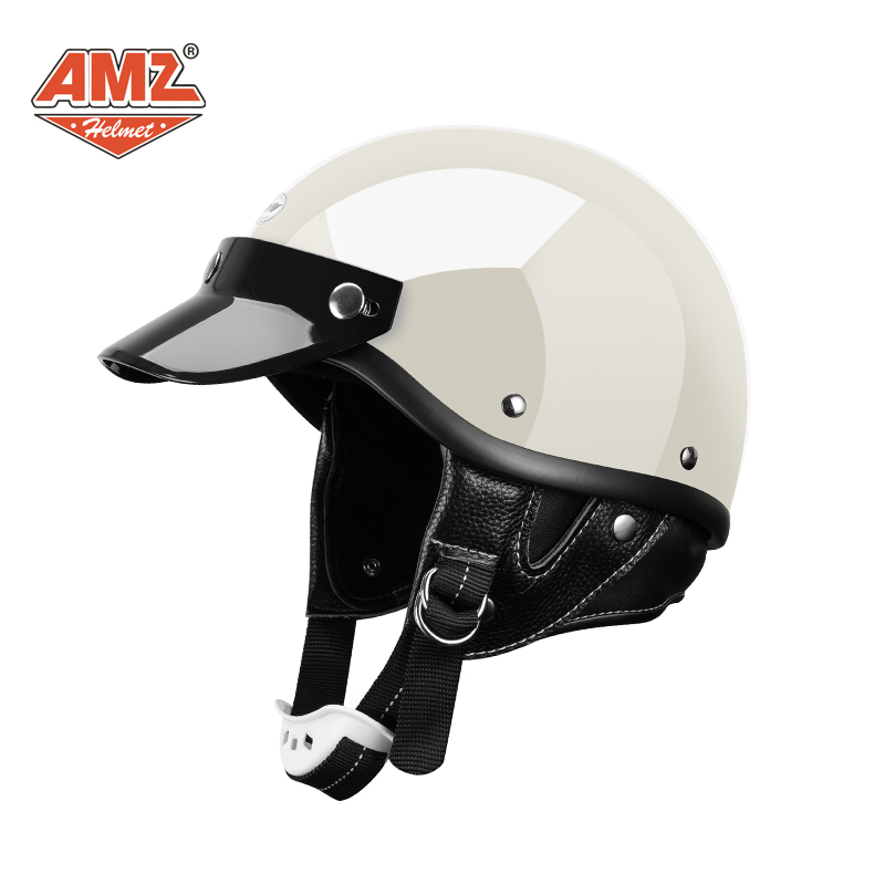 AMZ日式复古摩托车头盔女小盔体哈雷机车半盔电动车男夏季瓢盔