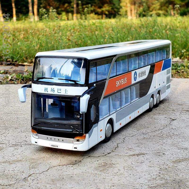 大巴车合金巴士旅游双层玩具玩具合金公交车巴士模型,仿真客车车