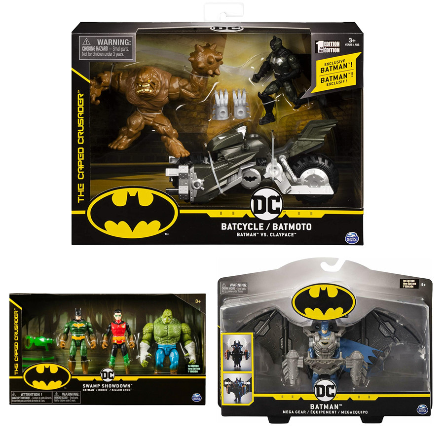 DC漫画BATMAN蝙蝠侠摩托车vs泥面人罗宾杀手鳄模型手办玩具摆件