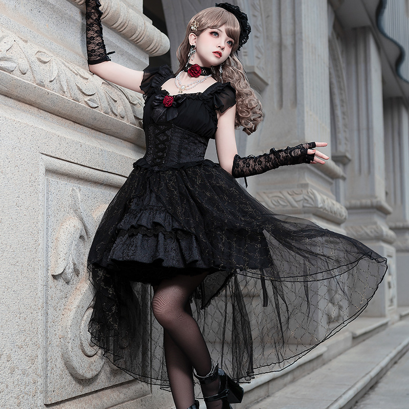 YONA原创设计暗黑玫瑰洛丽塔日常可爱lolita甜美连衣裙春夏
