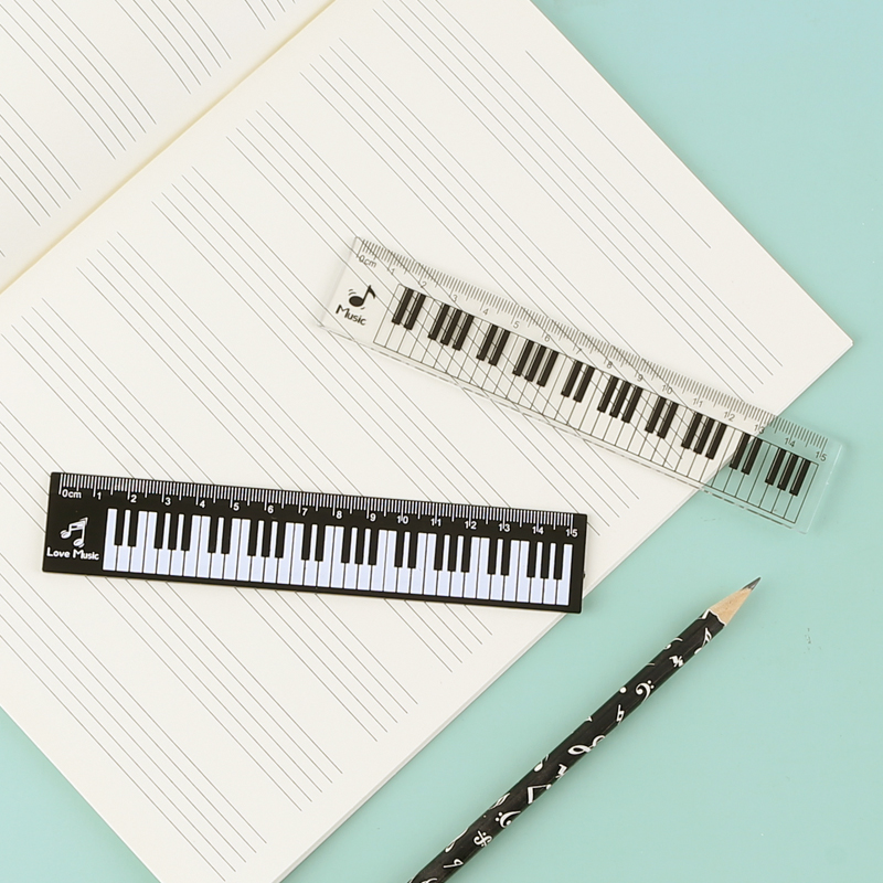 钢琴透明直尺15cm小学生可爱乐器音符高颜值学习塑料尺子音乐文具