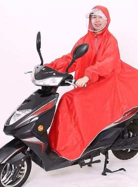 牛津布双帽檐有袖雨衣电动车雨衣女摩托车雨衣单人双人雨衣自行车