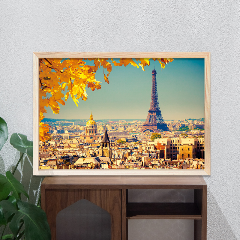 木质拼图1000片成年人巴黎埃菲尔铁塔枫叶风景唯美送女生礼物玩具