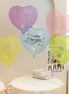 透明爱心形气球装饰场景布置桌飘立柱支架桌面简单装扮用品道具