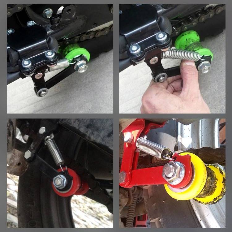 改装摩托车链条自动调t节张紧器 涨紧轮 带胶轮防脱链器