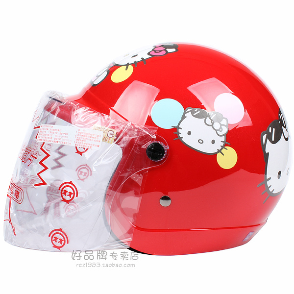 台湾华泰气泡红色电动摩托车儿童头盔男女小孩安全帽保暖冬季