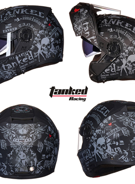 正品坦克头盔男女摩托车双镜片3C全盔防雾揭面盔全盔透气安全头盔