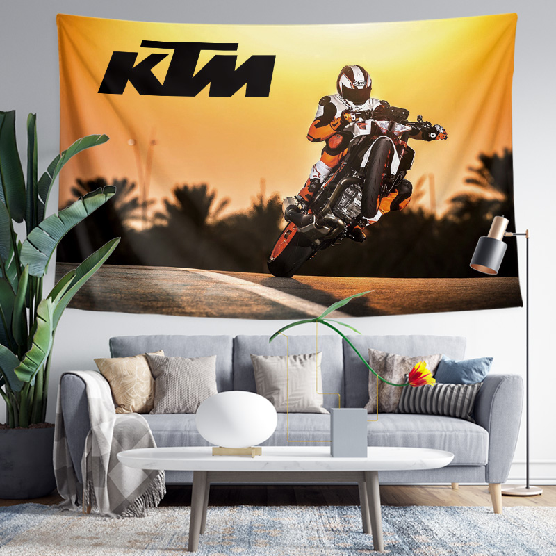 KTM越野赛车摩托机车骑手礼物周边墙布装饰背景布海报挂布挂毯画