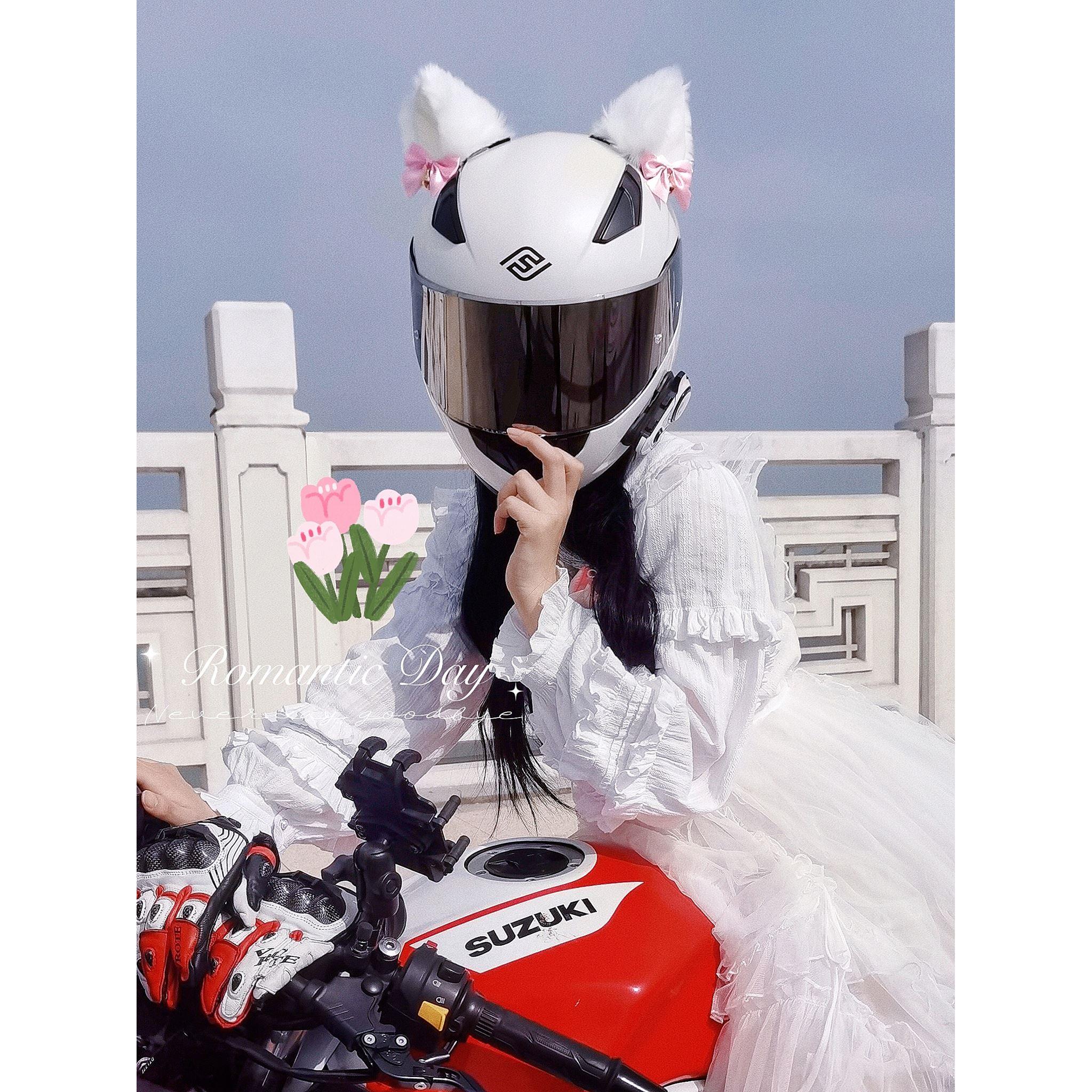 头盔装饰铃铛猫耳机车摩托车改装滑雪盔小配件男耳朵电动车可爱女